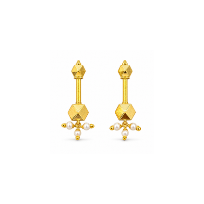 Geometric Pearl Drop Golden Bugadi