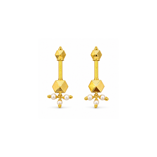 Geometric Pearl Drop Golden Bugadi