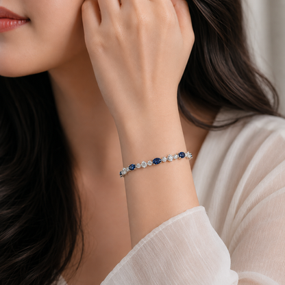 Sapphire Elegance 92.5 Sterling Silver Tennis Bracelet