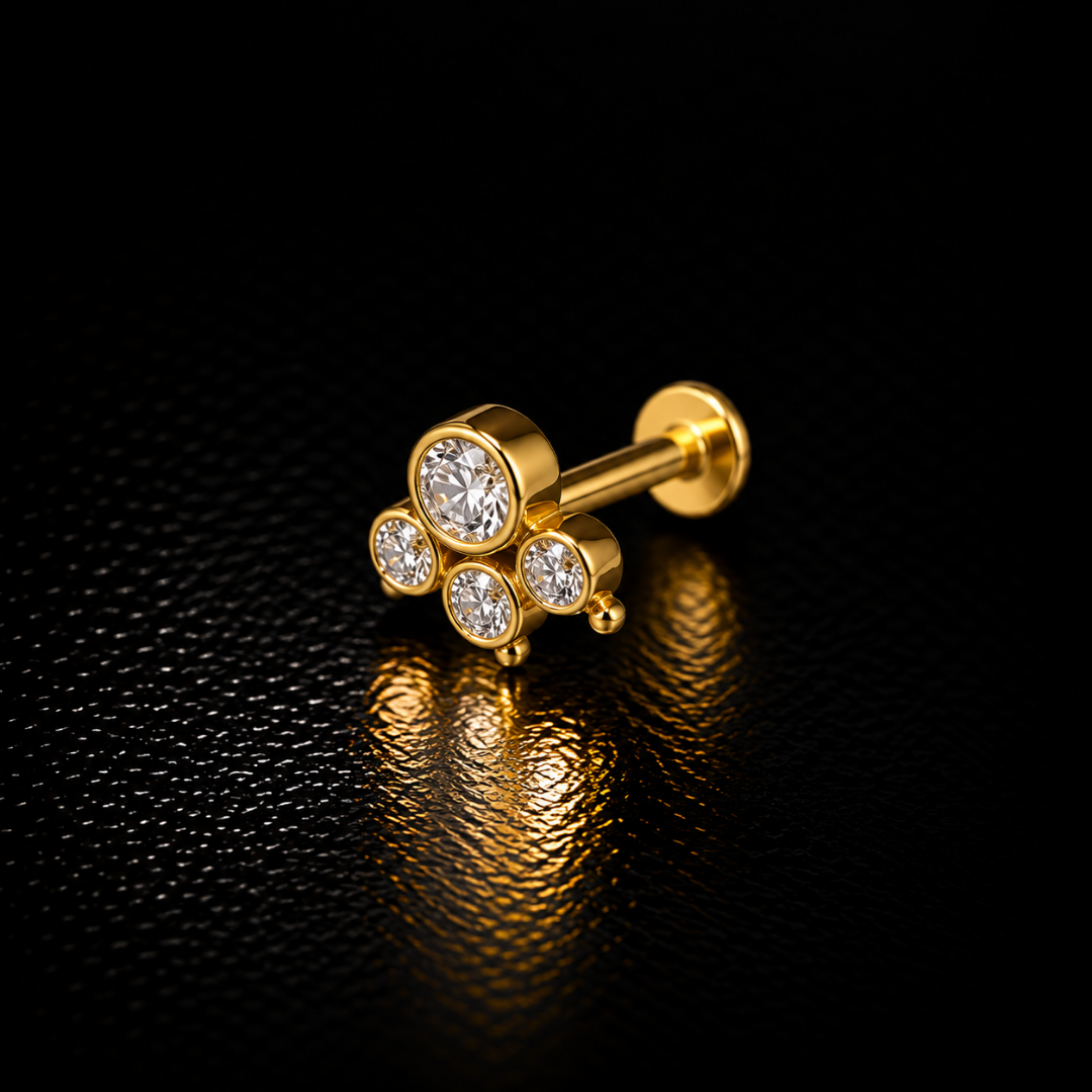 Celestial Trio Gold-Plated Silver Nose Pin