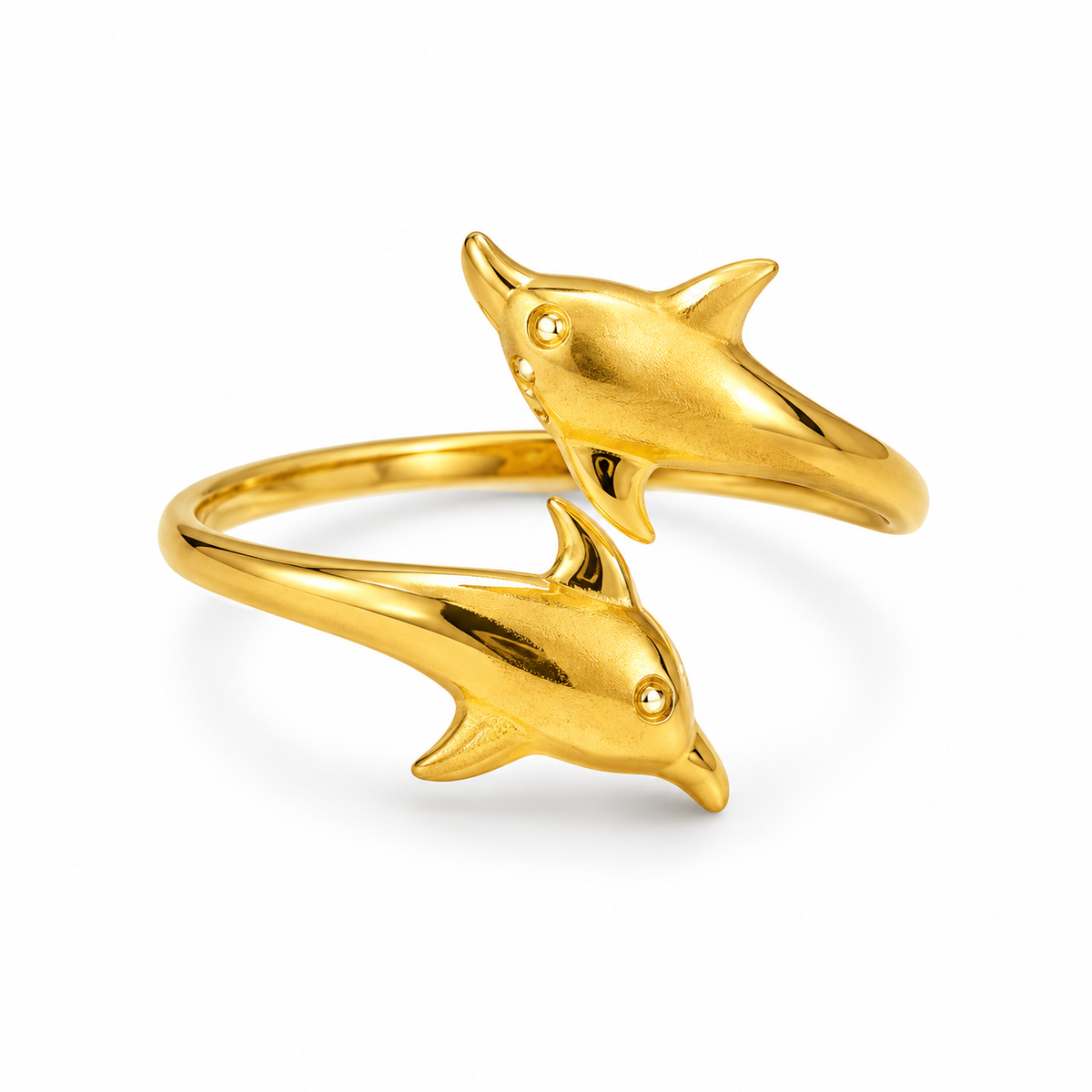 9K Gold Twin Dolphin Ring Size 13