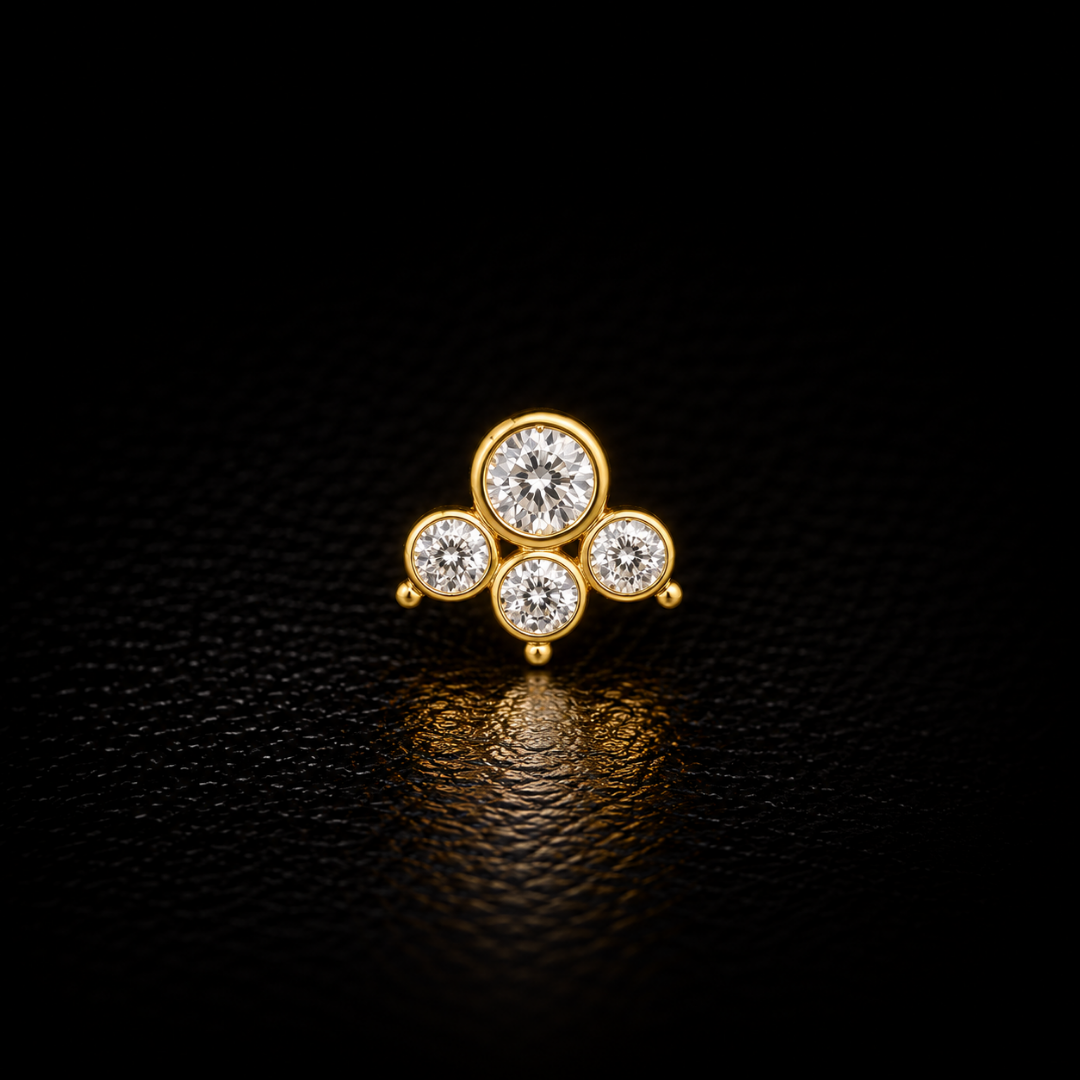 Celestial Trio Gold-Plated Silver Nose Pin