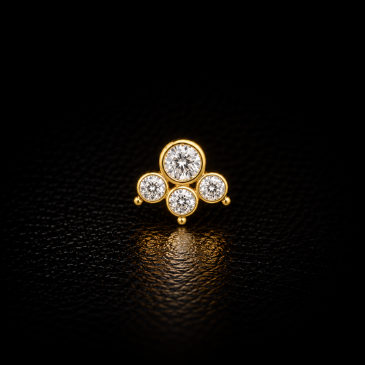 Celestial Trio Gold-Plated Silver Nose Pin