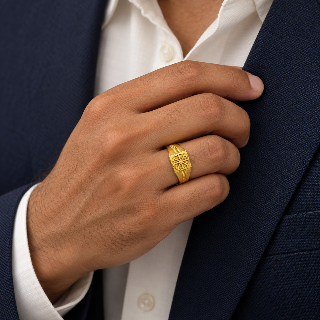 9K Gold Signet Ring Size 22