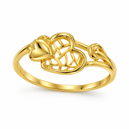 9K Gold Hearts Ring Size 14