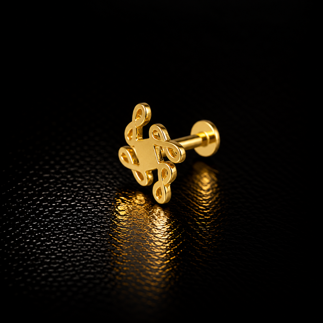 Infinity Knot Gold-Plated Silver Nose Pin