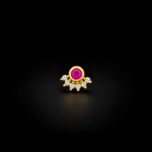 Radiant Ruby Gold-Plated 925 Sterling Silver Nose Pin