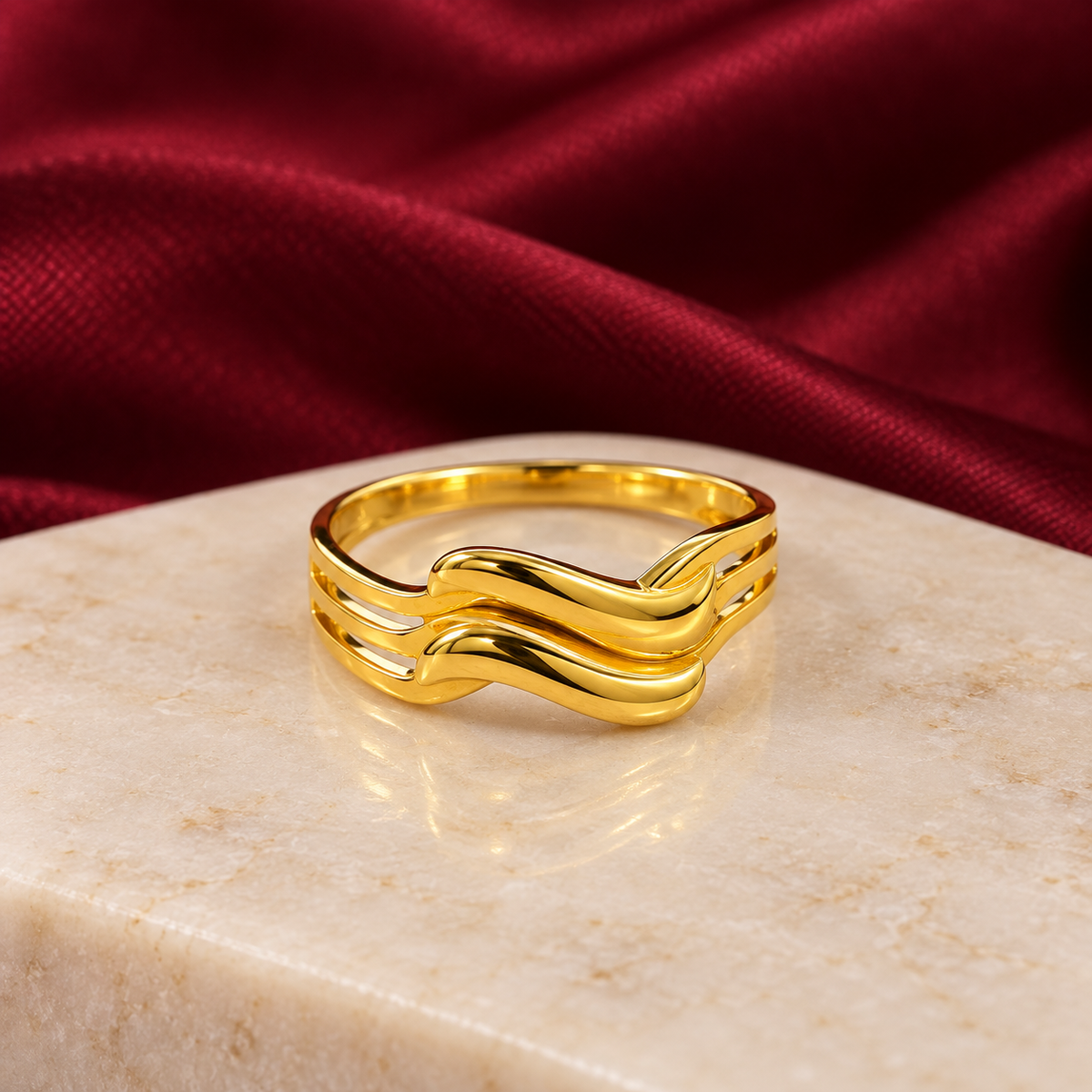 9K Gold Triple Wave Ring Size 10