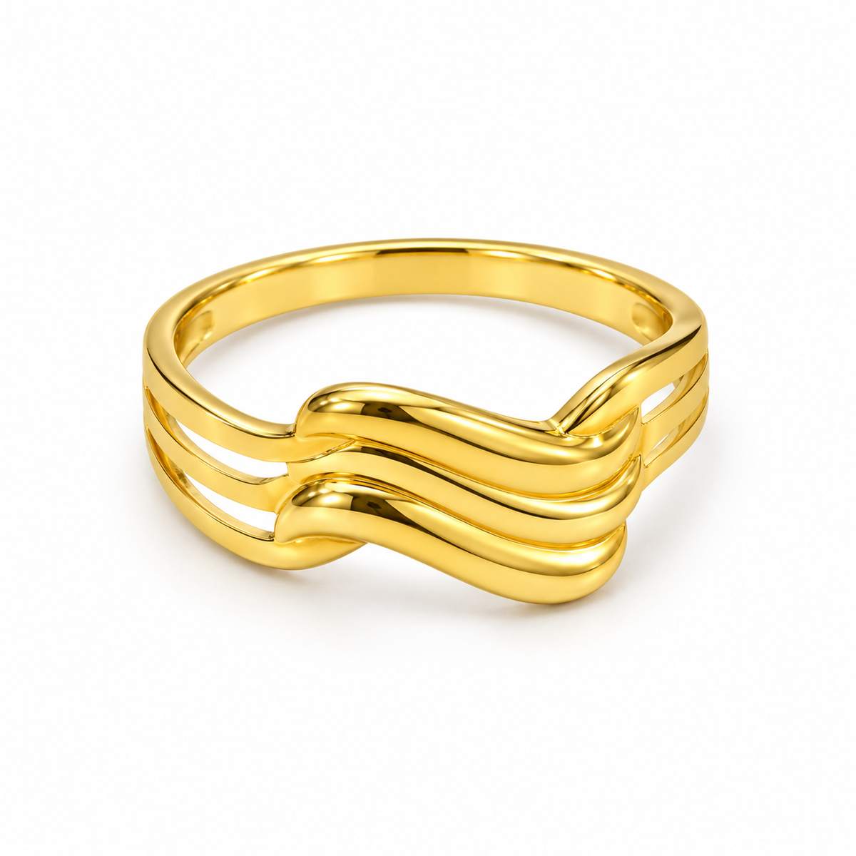 9K Gold Triple Wave Ring Size 10