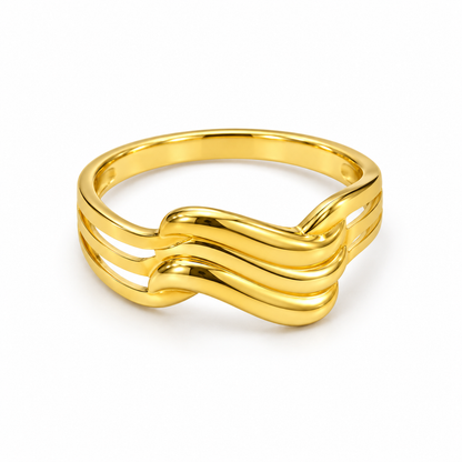 9K Gold Triple Wave Ring Size 10