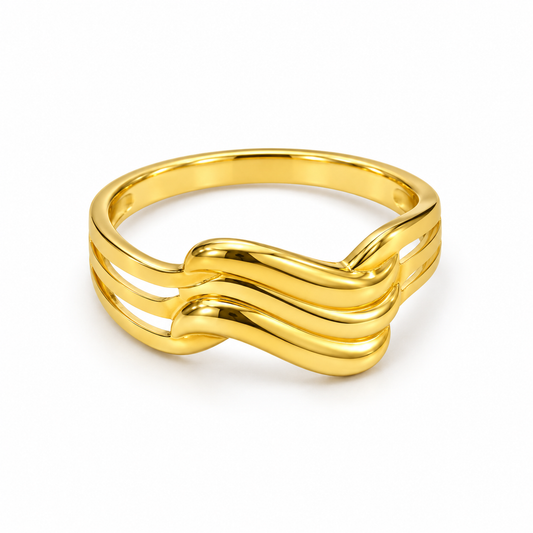 9K Gold Triple Wave Ring Size 10