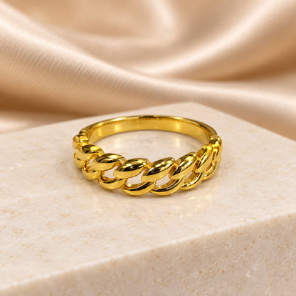 9K Gold Curb Link Ring Size 16