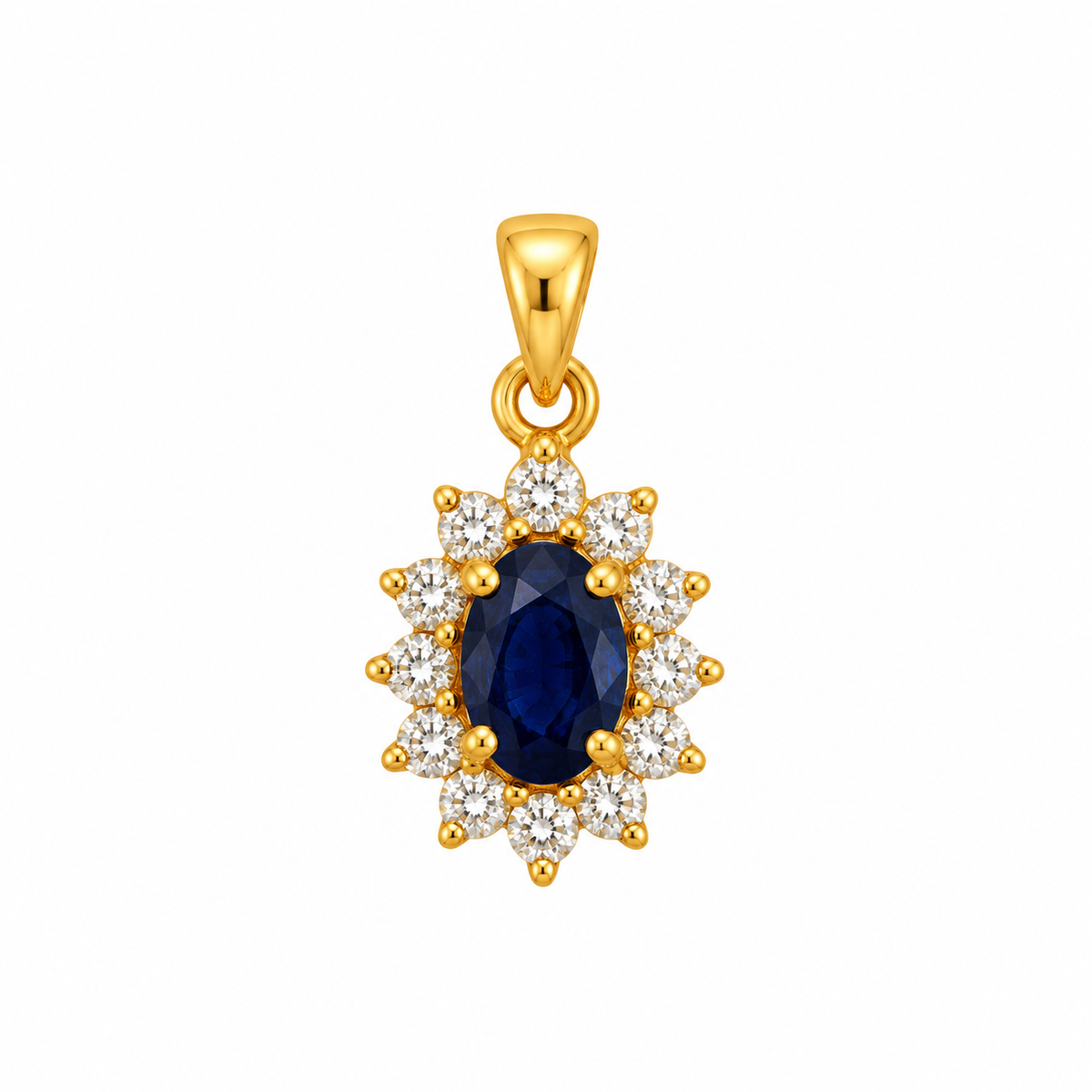 9K Gold Royal Blue Halo Pendant