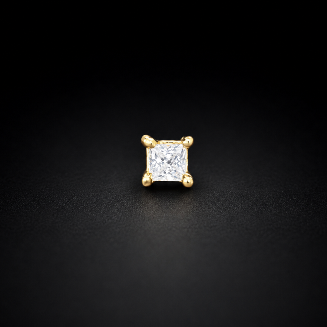 Celeste Square Spark Gold-Plated 925 Sterling Silver Nose Pin