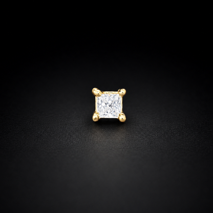 Square Golden Silver NosePin