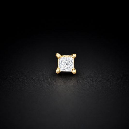 Celeste Square Spark Gold-Plated 925 Sterling Silver Nose Pin