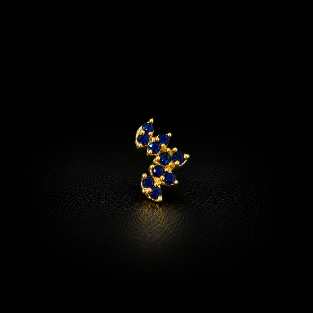 Elegant Blue Stone Gold Plated Silver Nosepin