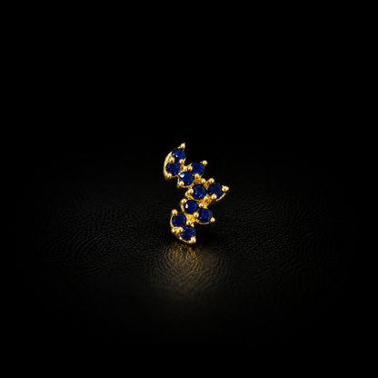 Blue stone golden nosepin