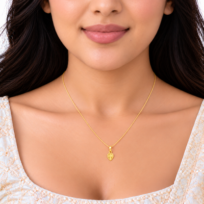 18K Gold Heart Cross Pendant Chain