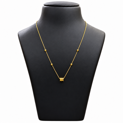 18K Gold Ball and Ring Charm Chain – 18 Inch