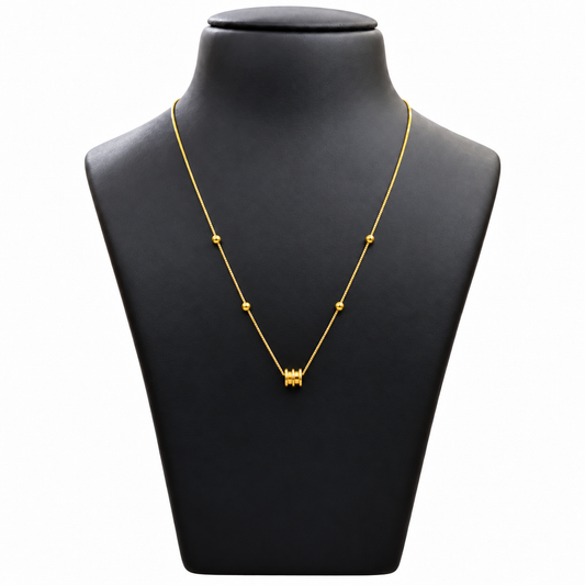 18K Gold Ball and Ring Charm Chain – 18 Inch