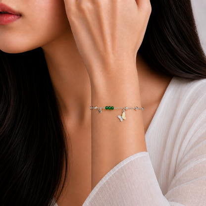 Emerald Flutter 92.5 Sterling Silver Bracelet