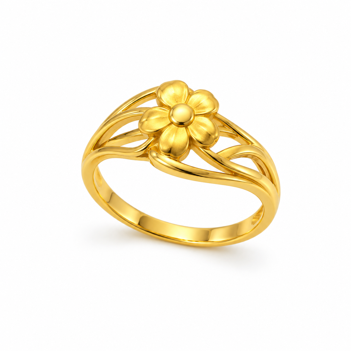 9K Gold Blossom Ring Size 16