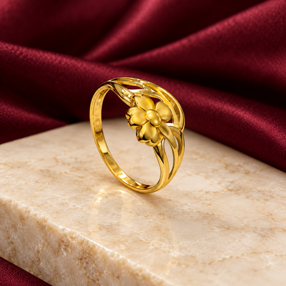 9K Gold Blossom Ring Size 16