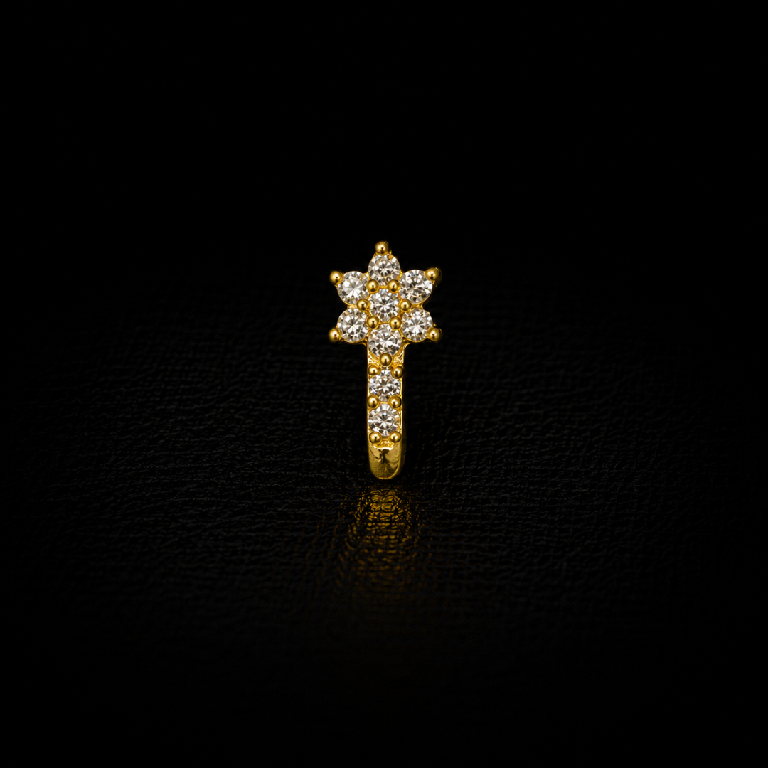 Crystal Floral Drop Gold-Plated Silver Nosepin