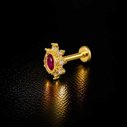 Ruby Royale Golden Silver NosePin