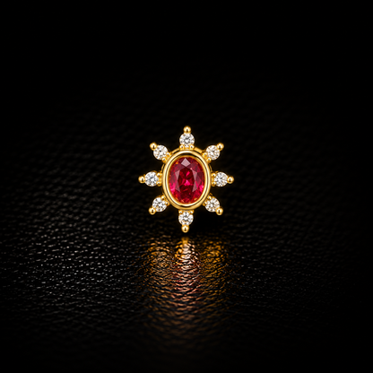 Ruby Royale Golden Silver NosePin