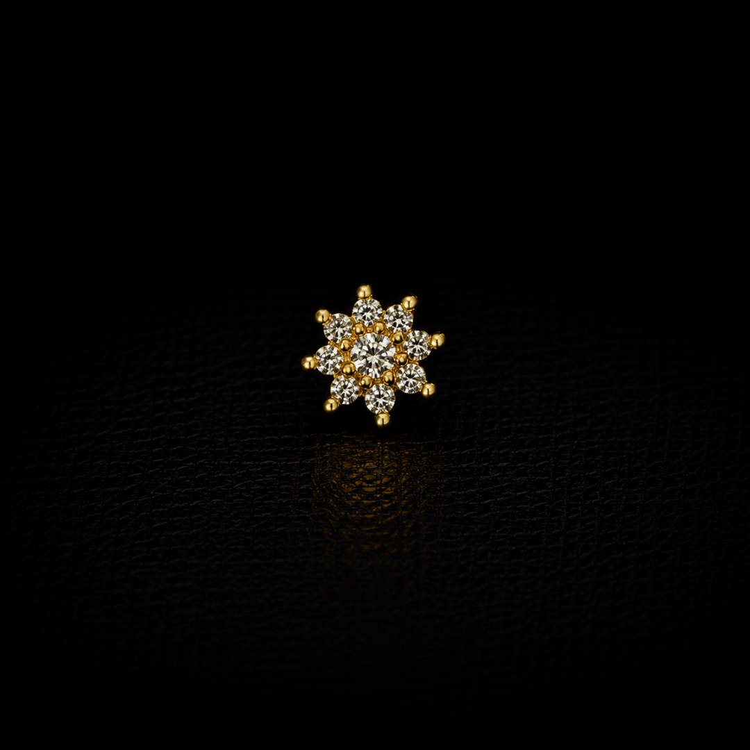 Crystal Sunflower Gold-Plated Silver Nosepin