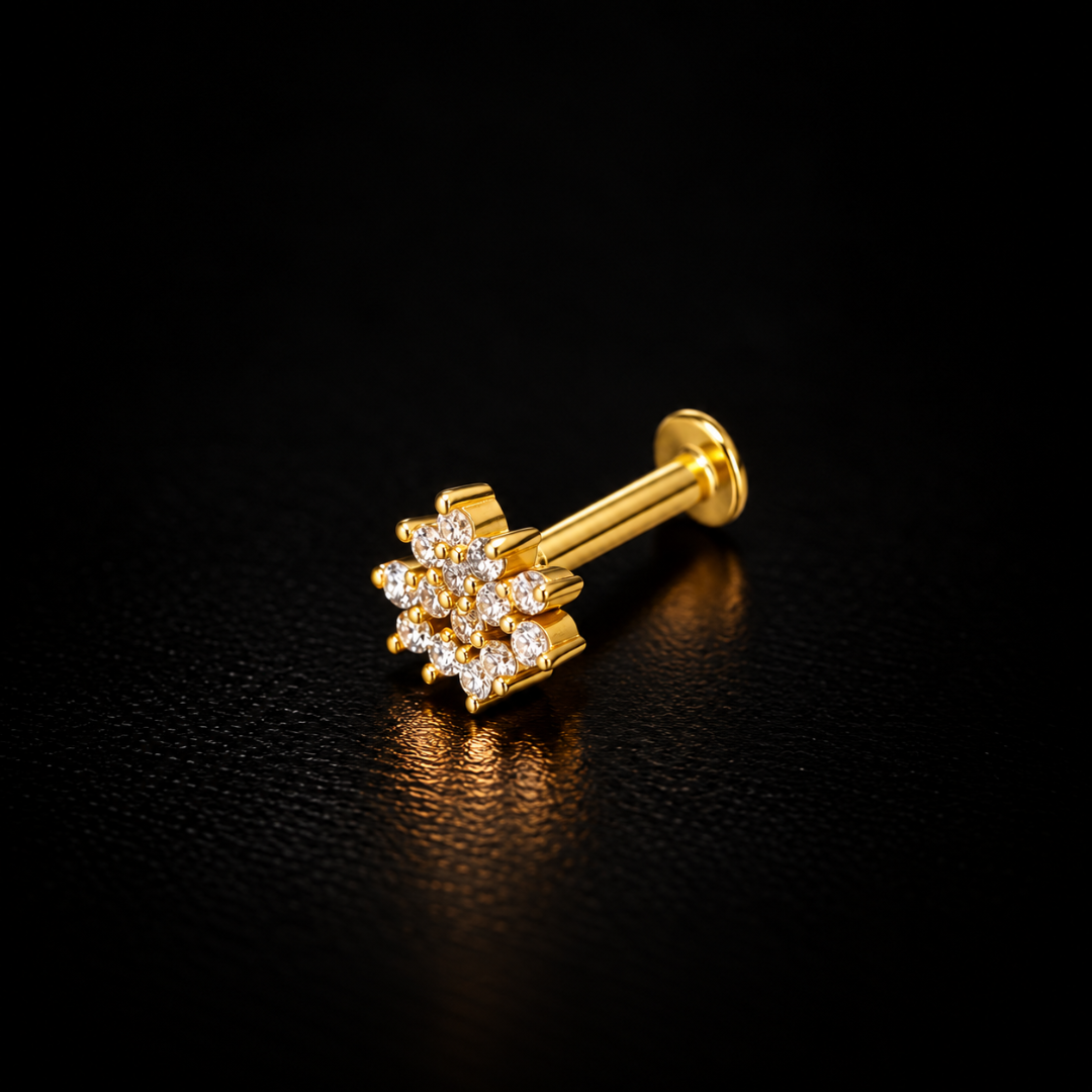 Crystal Starburst Gold-Plated Silver Nose Pin