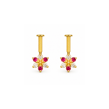 Ruby Crystal Petal Golden Bugadi