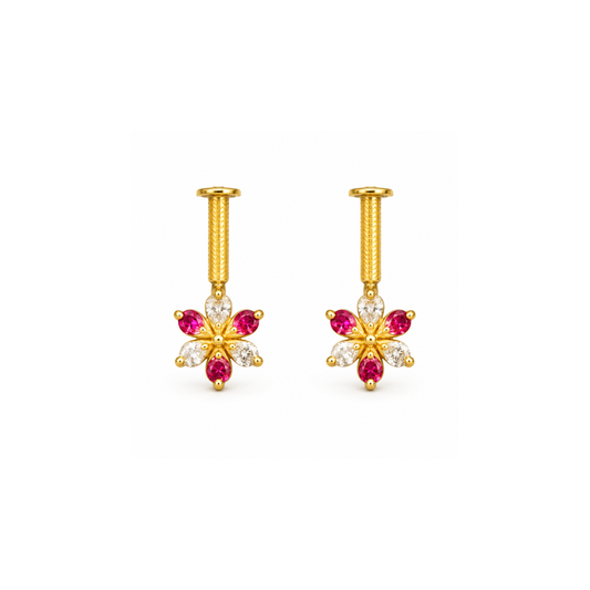 Ruby Crystal Petal Golden Bugadi