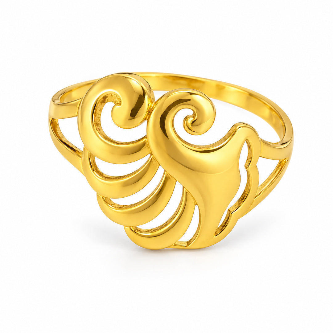 9K Gold Royal Swirl Ring Size 18