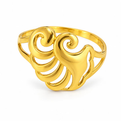 9K Gold Royal Swirl Ring Size 18