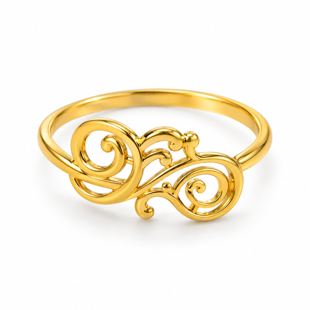 9K Gold Swirl Ring Size 12