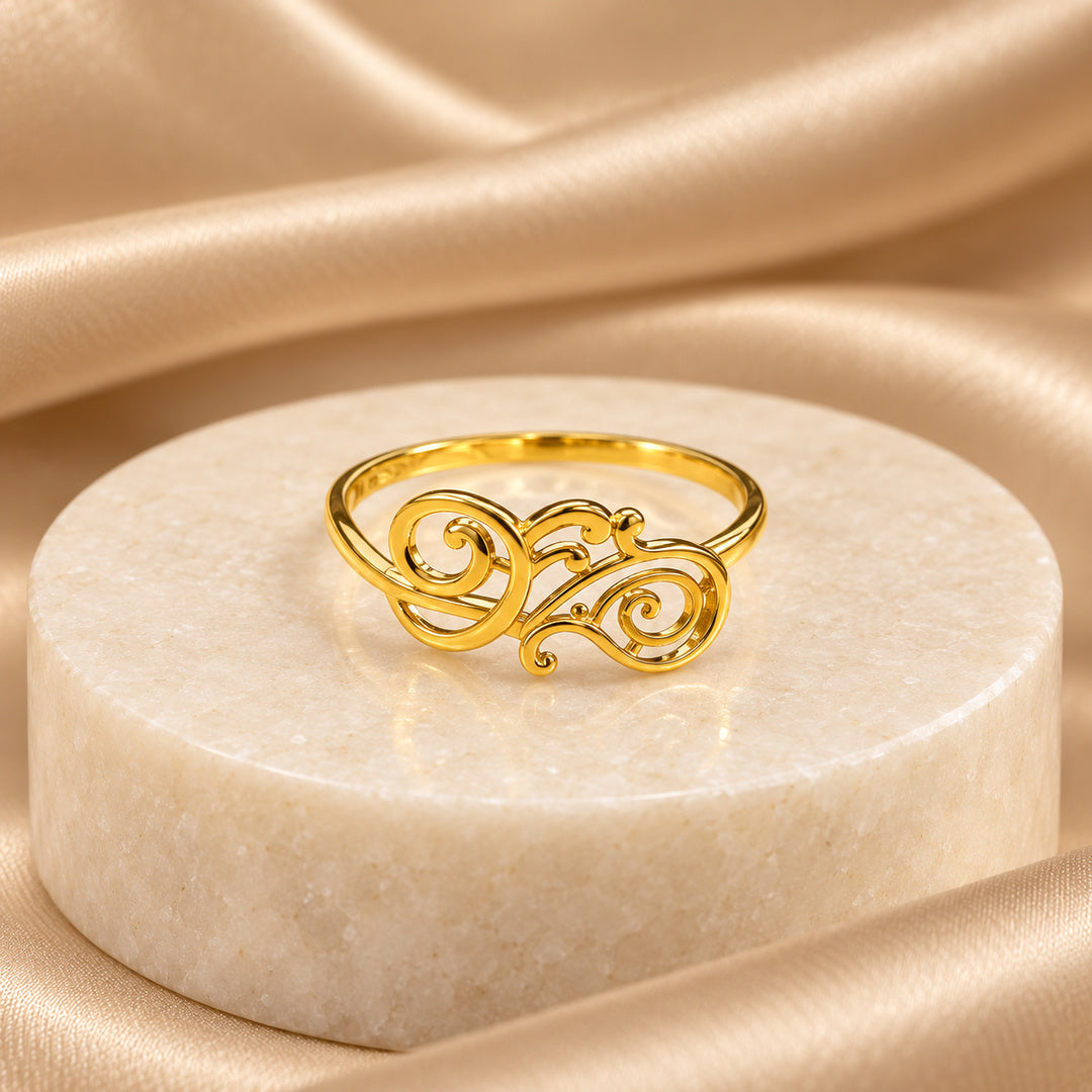 9K Gold Swirl Ring Size 12