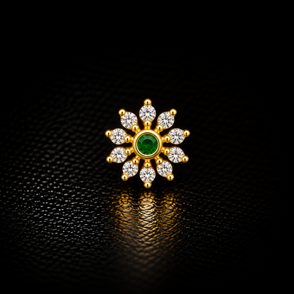 Sunburst Golden Silver NosePin