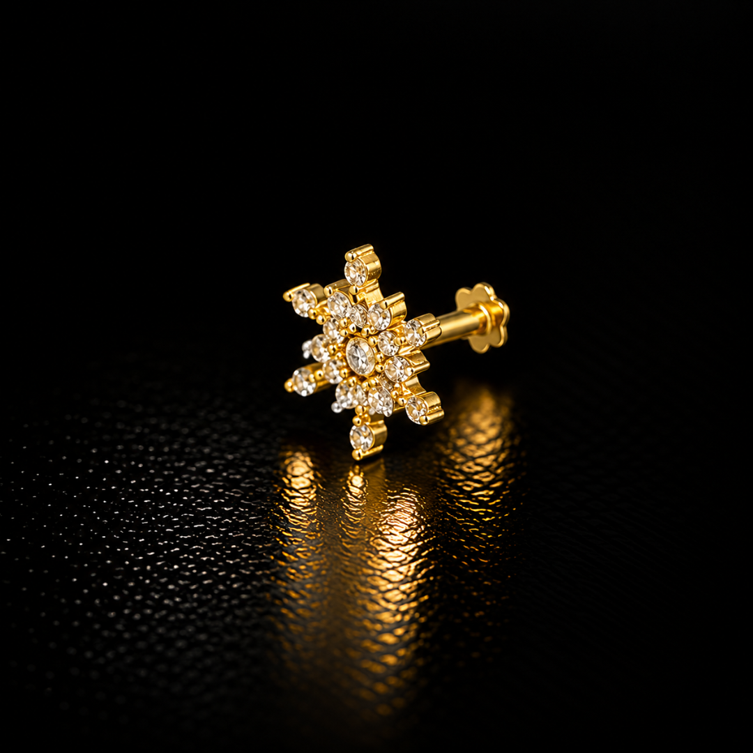 Crystal Radiance Gold-Plated Silver Nose Pin