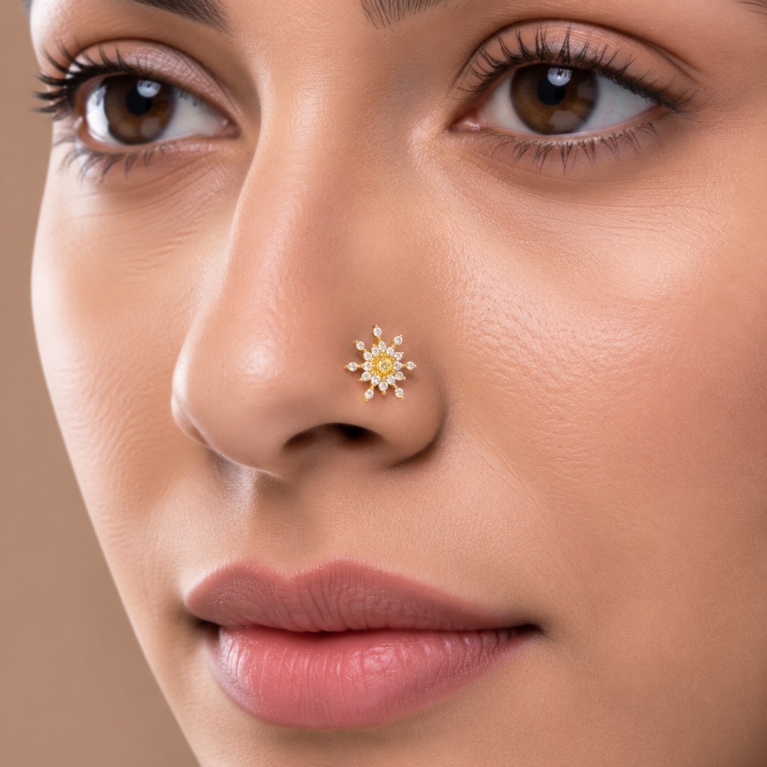 Crystal Radiance Gold-Plated Silver Nose Pin