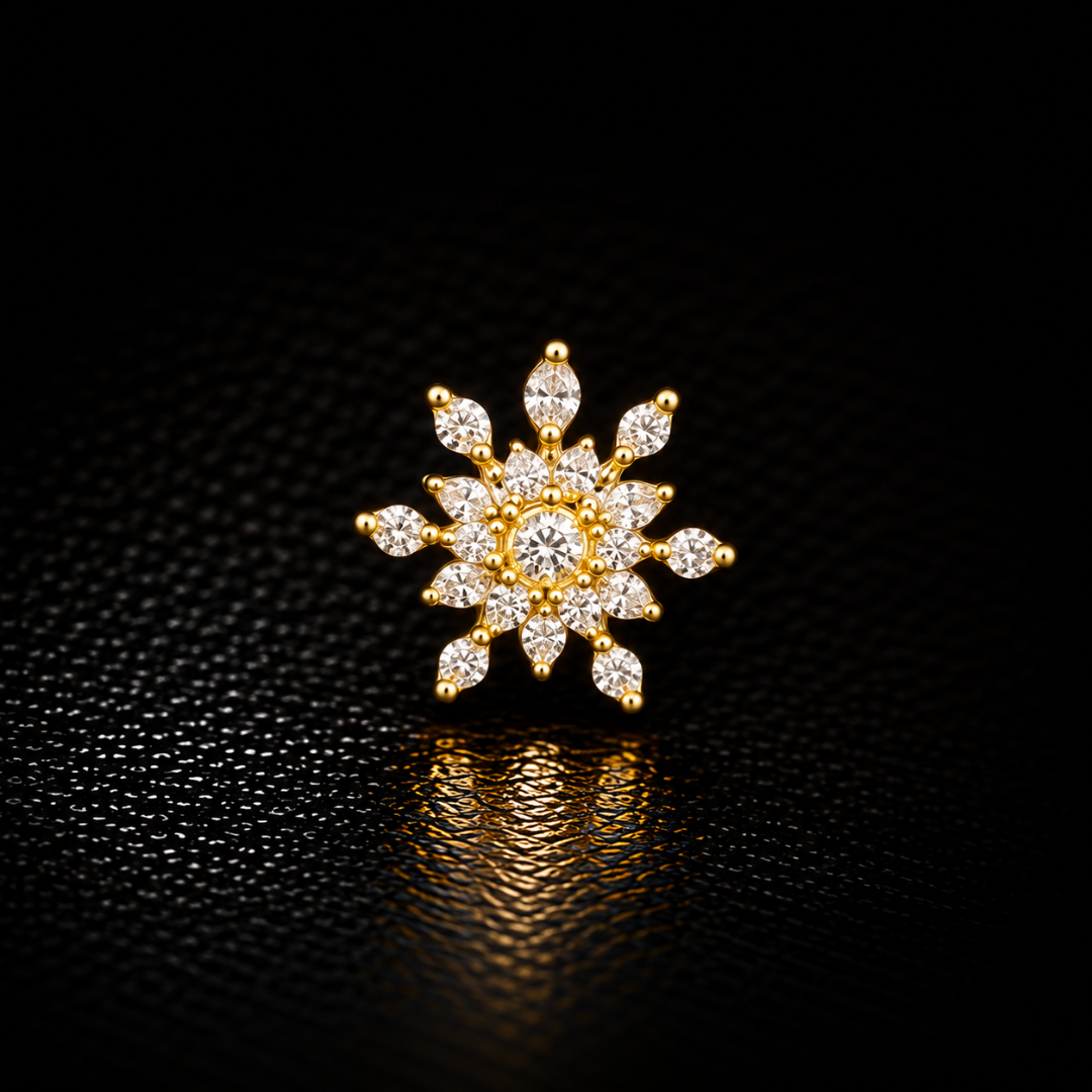 Crystal Radiance Gold-Plated Silver Nose Pin