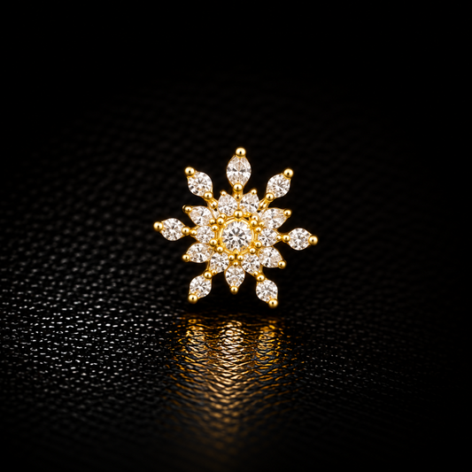 Crystal Radiance Gold-Plated Silver Nose Pin