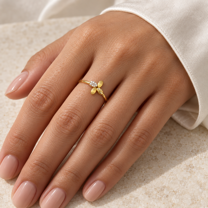 9K Gold Spark Ring Size 14