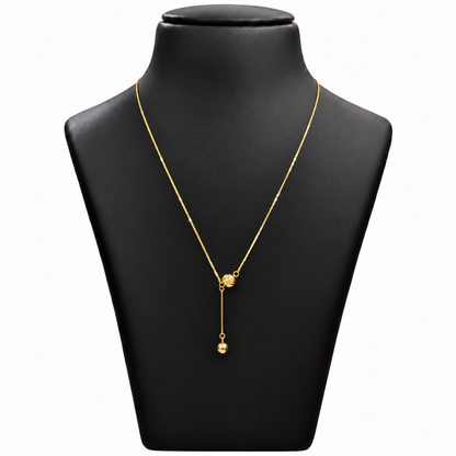 18K Gold Textured Bead and Ball Drop Chain – 18 Inch