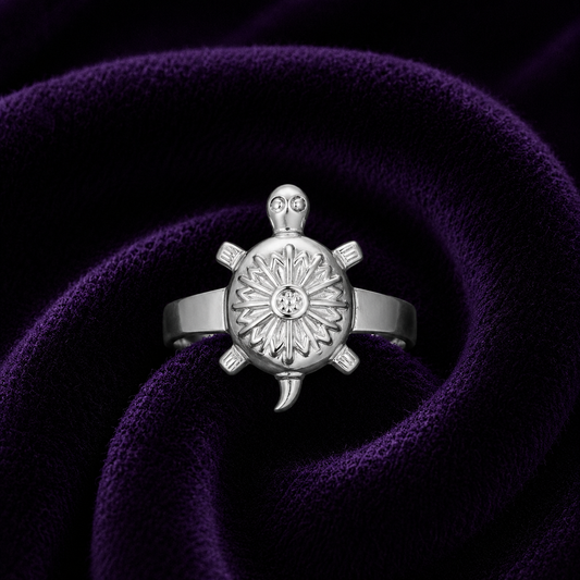 Silver Aama (Turtle) Ring Nature-Inspired Sterling Silver Ring SIZE18