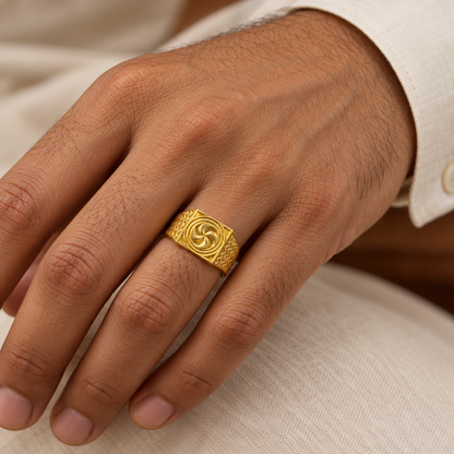 9K Gold Signet Ring Size 22