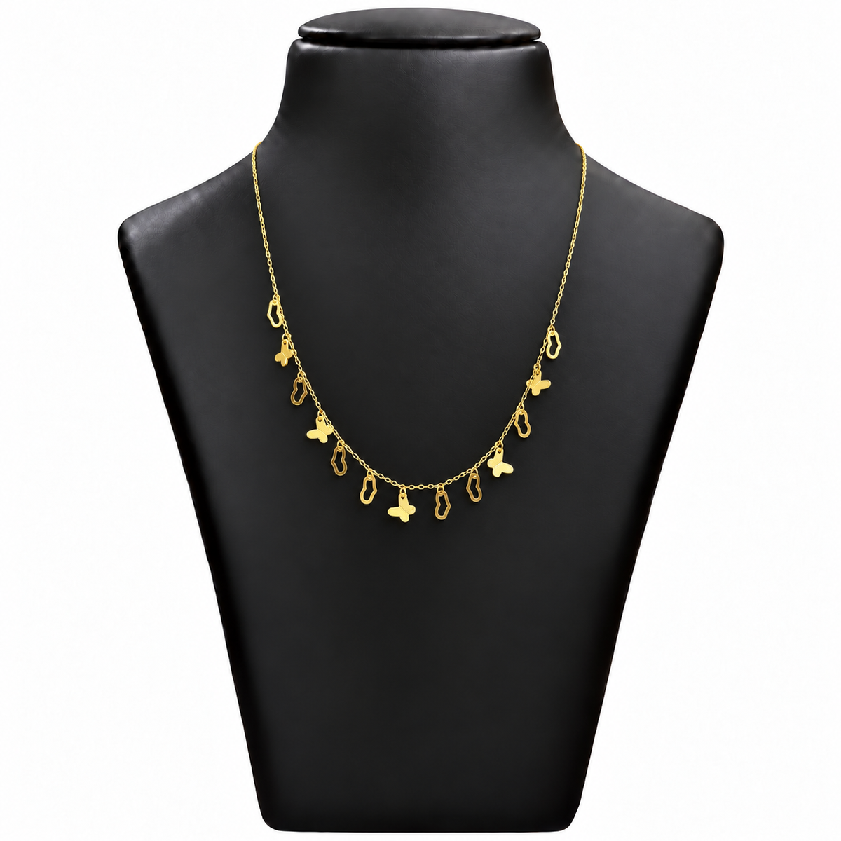 18K Gold Butterfly and Open Link Charm Chain – 18 Inch
