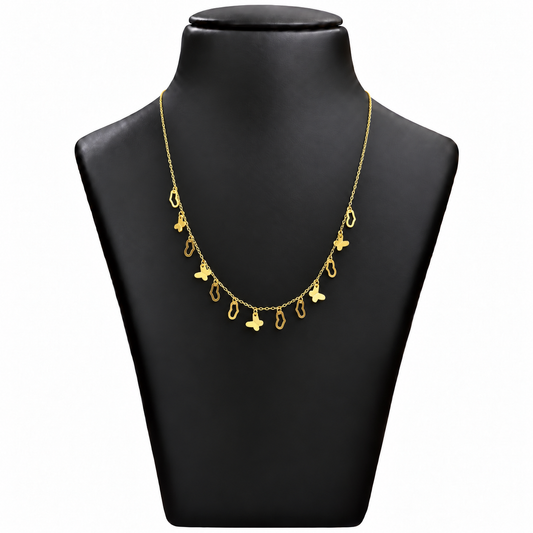 18K Gold Butterfly and Open Link Charm Chain – 18 Inch